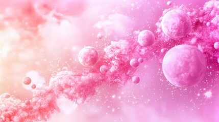 Ethereal Cosmic Scene with Colorful Nebula and Celestial Bodies in a Pink Galaxy