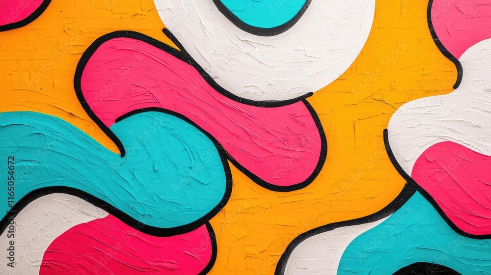 Poster graffiti abstract background concept. vibrant abstract design with colorful swirls and shapes in pin
