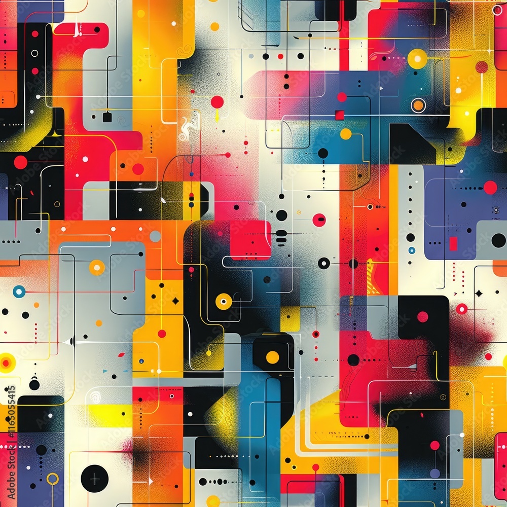 Aufkleber abstract colorful geometric pattern with vibrant shapes and lines.