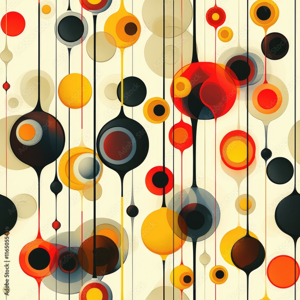 Aufkleber abstract composition of colorful circles and lines on a light background.