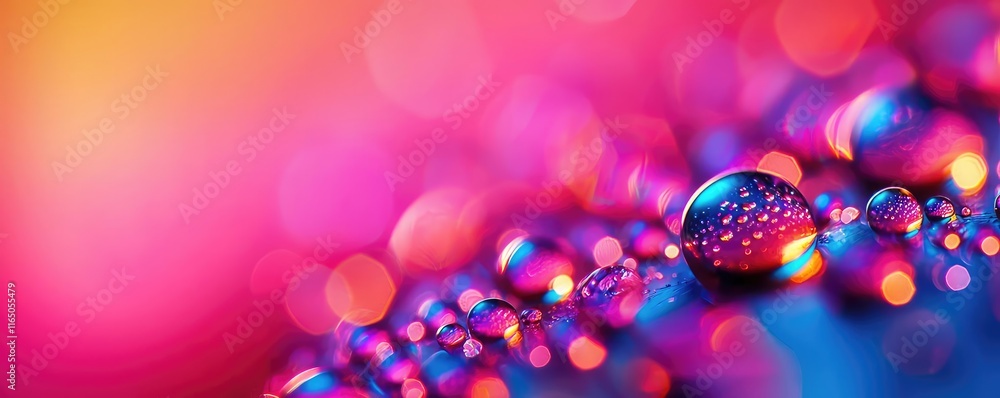 Poster droplets abstract background idea. colorful water droplets on a vibrant surface create a stunning vi