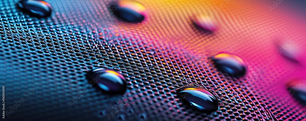 Poster droplets abstract background idea. close-up view of colorful droplets on a textured surface, showcas