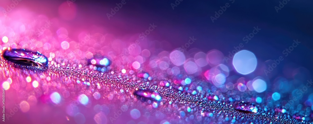 Aufkleber Droplets abstract background idea. Close-up view of colorful water droplets on a surface, creating a vibrant, dreamy effect.