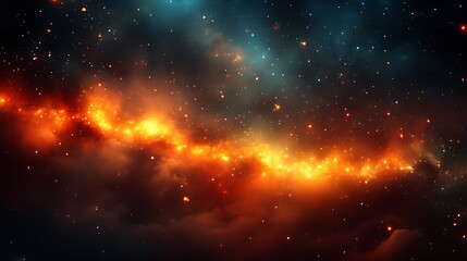 Fototapeta premium Fiery Nebula Cosmic Dust And Starscape