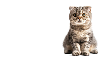 Cute Scottish Fold Cat Sitting Gracefully, Captivating Expression and Soft Fur Perfect for Pet Lovers