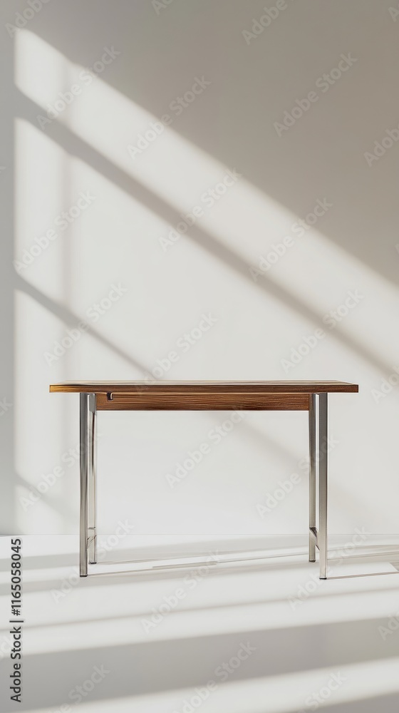 Wall mural Modern Minimalist Wooden Desk with Metal Legs - A Simple and Elegant Home Office Design