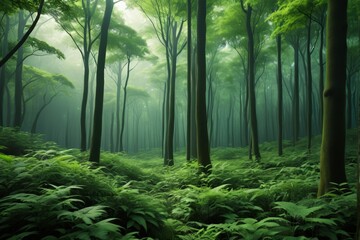 Fototapeta premium there is a green forest with many trees and ferns
