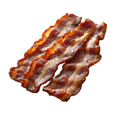 Fototapeta premium Crispy Delicious Bacon Strips Transparent Background.