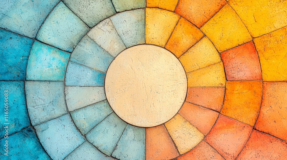 Aufkleber vibrant circular abstract design with radiant color transition and texture