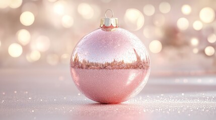 Subtle rose-pink Christmas bauble with a satin finish
Soft pink Christmas bauble with delicate glitter details