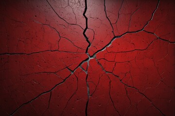 Obraz premium arafed red cracked wall with cracks and cracks in it