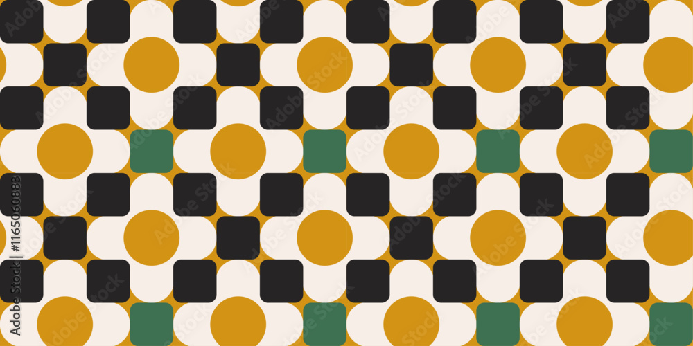 Poster Chess background with abstract yellow dots and alternating cubes.