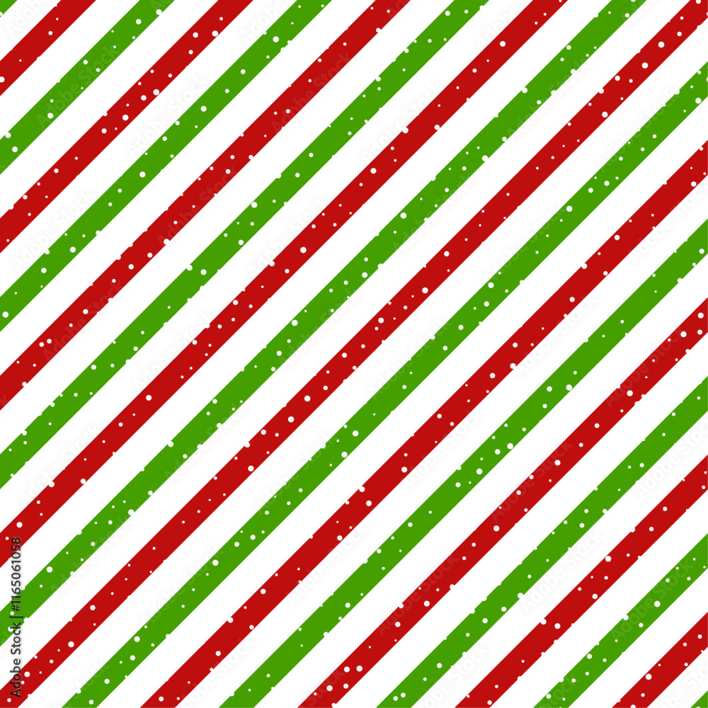 Poster christmas diagonal striped red and green lines on white background with snow texture, vector illustr