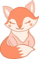cute fox with closed eyes vector illustration