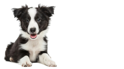 Adorable Border Collie Puppy Sitting Happily with Bright Eyes and Fluffy Fur in a Playful Pose