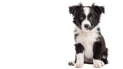 Fototapeta premium Adorable Border Collie Puppy Sitting Gracefully with Playful Expression in Natural Light