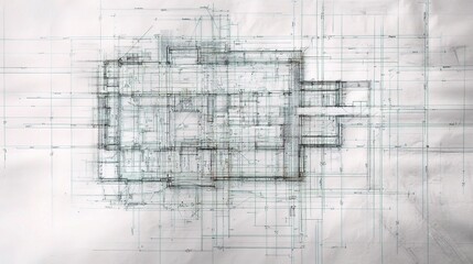Obraz premium Detailed Blueprint Layout for Modern Building Construction Project