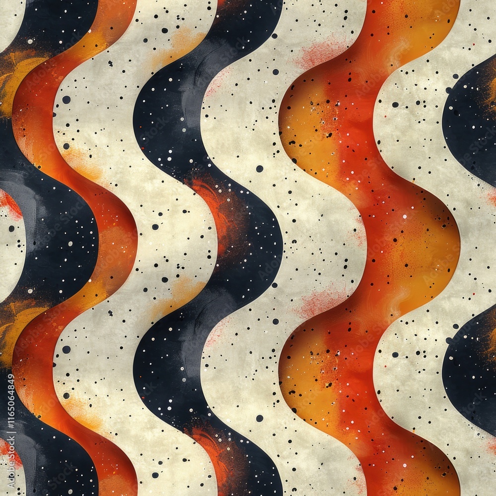 Poster abstract wavy pattern with vibrant colors and textures, suitable for design and decoration.