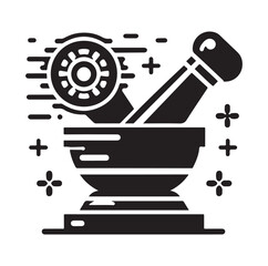 motor and pestle silhouette vector illustration