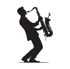 Naklejka premium Saxaphone Player pose silhouette vector illustration