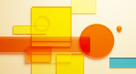 Composite of rectangles and circles in warm colors: Generated image