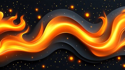Abstract fiery waves flowing on dark background