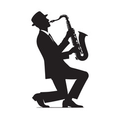 Naklejka premium Saxaphone Player pose silhouette vector illustration