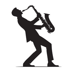 Naklejka premium Saxaphone Player pose silhouette vector illustration