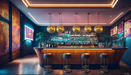 Experience the charm of a modern retro bar.  