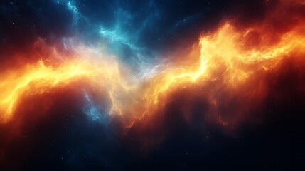 Fototapeta premium Fiery and Icy Cosmic Nebula Swirling in Space