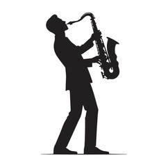 Naklejka premium Saxaphone Player pose silhouette vector illustration