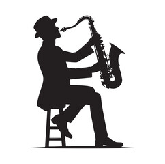 Naklejka premium Saxaphone Player pose silhouette vector illustration