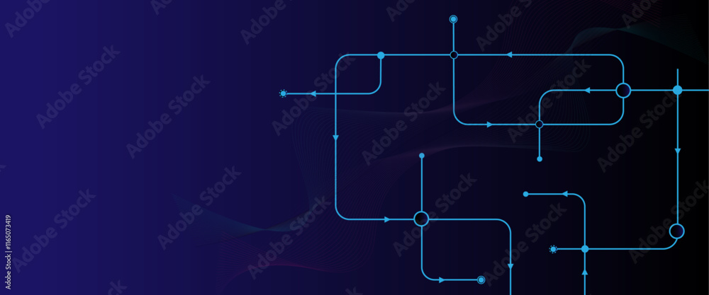 Poster Vectors Abstract connecting lines and dots., Social networking, network connection and global communication technology background