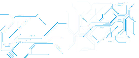 Vectors Technology blue circuit diagram. High-tech connection system on a white background.