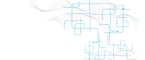 Vectors blue Abstract geometric dots and lines connection circuit concept. Global communication technology background design