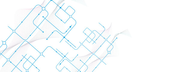 Vectors blue Abstract geometric dots and lines connection circuit concept. Global communication technology background design