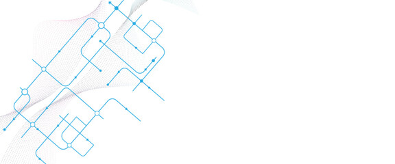 Vectors blue Abstract geometric dots and lines connection circuit concept. Global communication technology background design