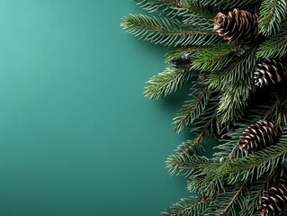 A close up of a pine tree branch with cones on it
