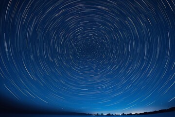 Obraz premium arafed image of a star trail in the sky above a field