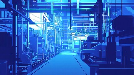 Obraz premium Creative Vector Illustration of a Futuristic Factory Line Design