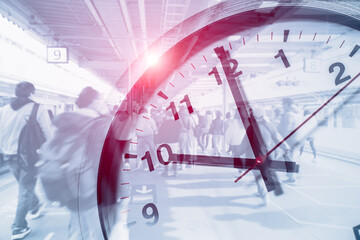 Business times office hours rush time concept people motion for travel working day