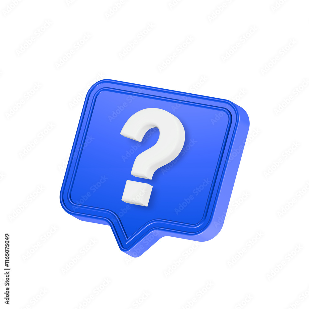 Poster realistic 3d blue question mark rendering for web