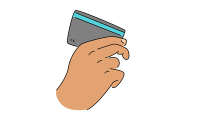 line art color of hand holding credit card