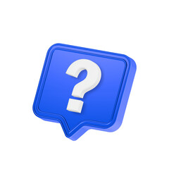Realistic 3d blue question mark rendering for web
