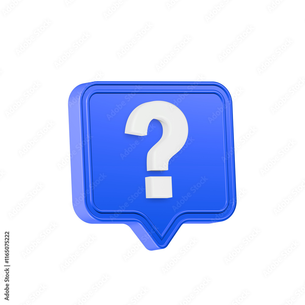 Poster realistic 3d blue question mark rendering for web