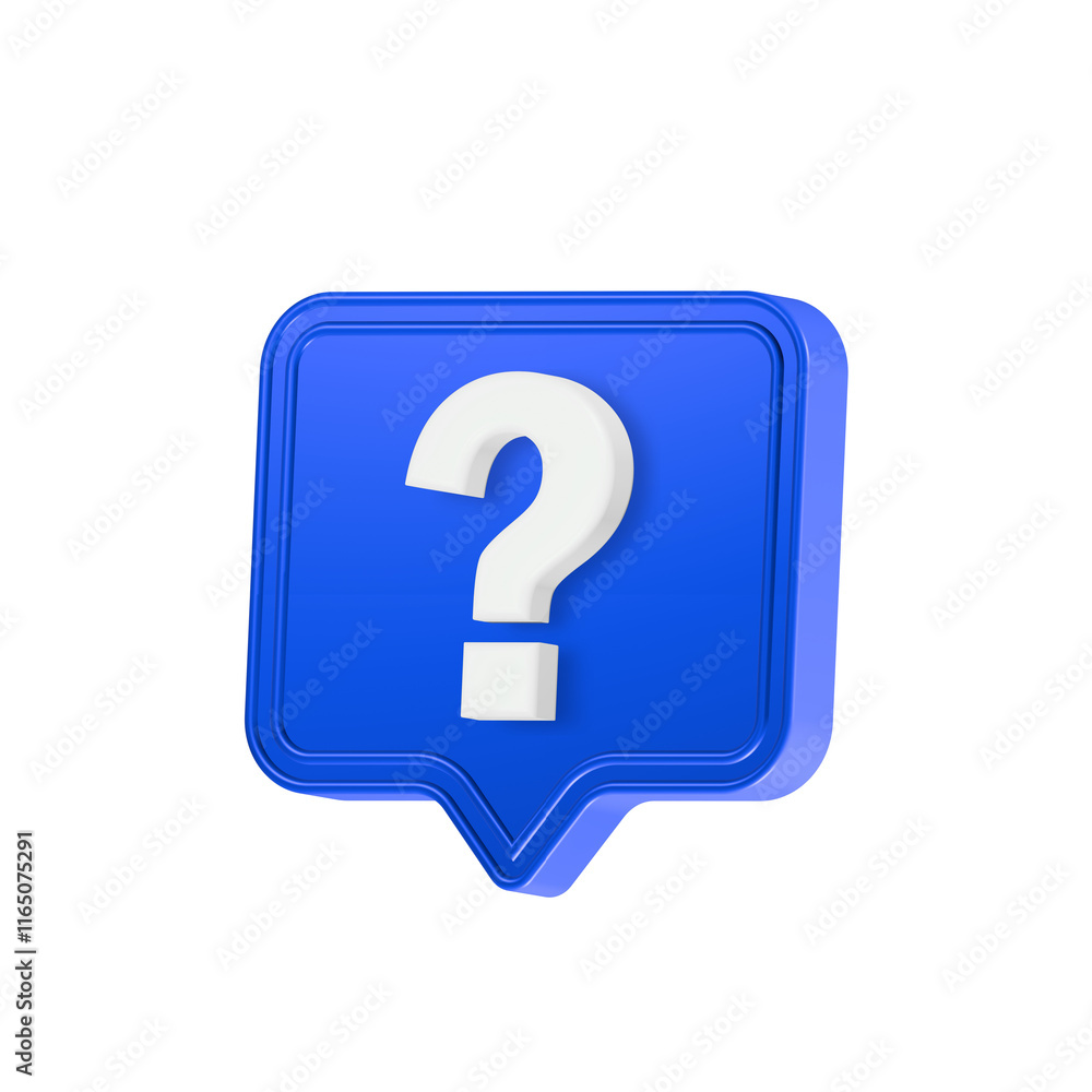 Poster realistic 3d blue question mark rendering for web