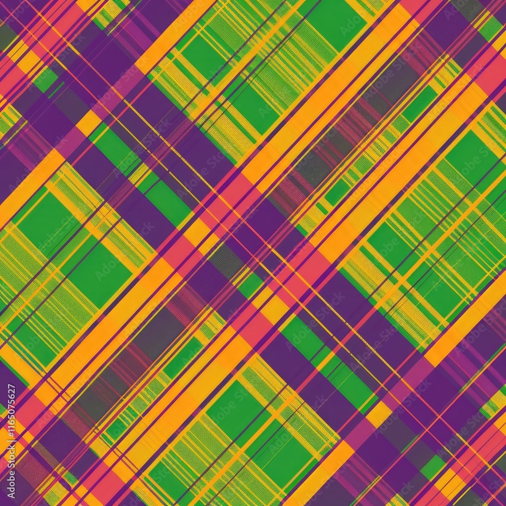 Poster a vibrant, abstract pattern featuring intersecting lines in bright colors.