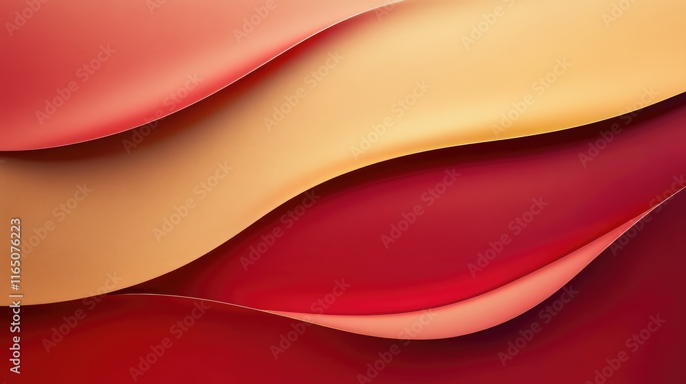 Fototapete artistic abstract red envelope with smooth gradients of red and gold, evoking elegance and celebrati