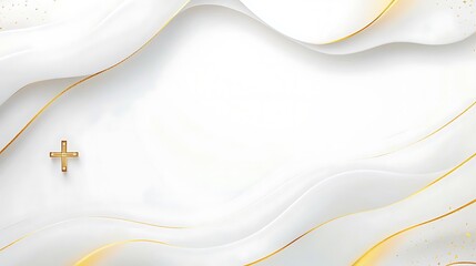 Elegant White Background with Gold Accents and Cross