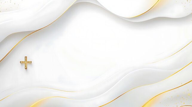 Elegant White Background with Gold Accents and Cross